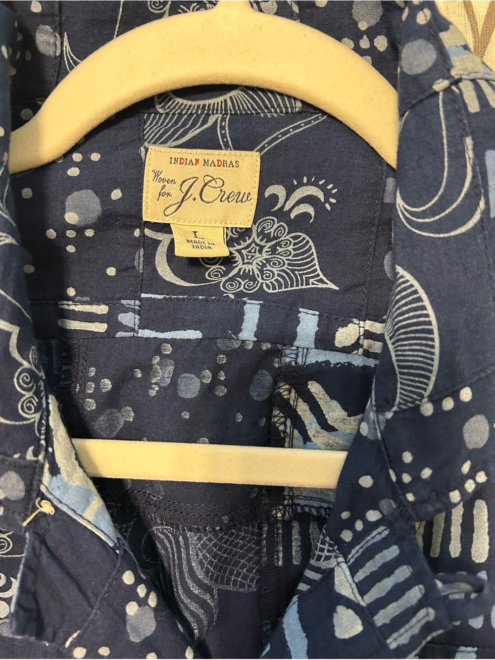 J. Crew Indigo-Dyed Madras Patchwork Blue Long-Sleeve Shirt - Picture 6 of 10